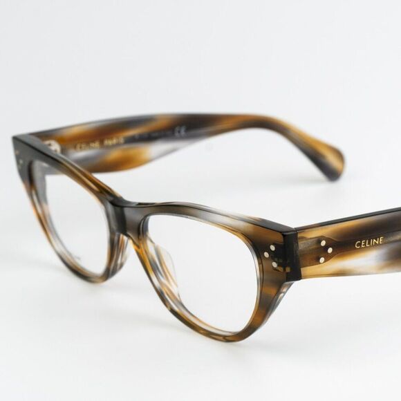 NEW Celine CL50040I 055 Striped Blue Brown Havana Women Cat Eye Eyeglasses - Picture 6 of 12